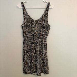 black and white printed back cutout dress